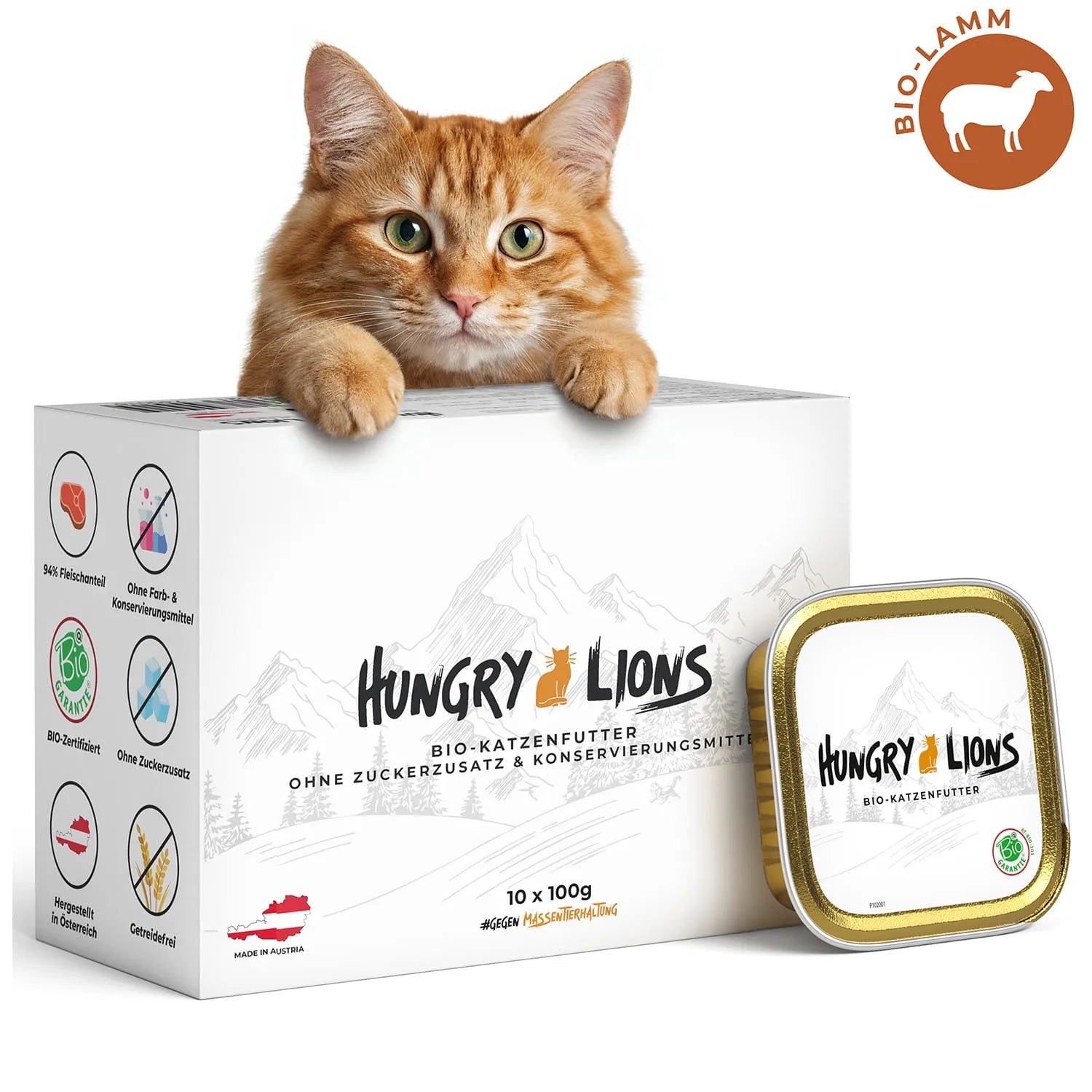 Hungry Lions - Hochwertiges BIO Katzenfutter – 94 % Fleischanteil