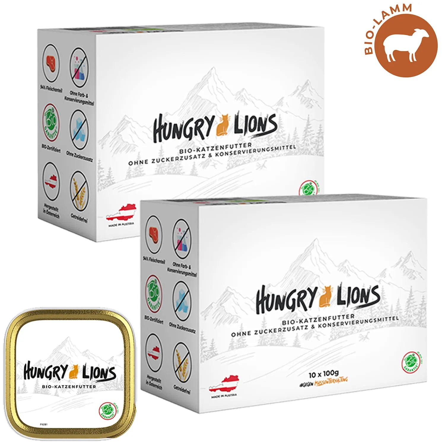 Hungry Lions - Hochwertiges BIO Katzenfutter – 94 % Fleischanteil