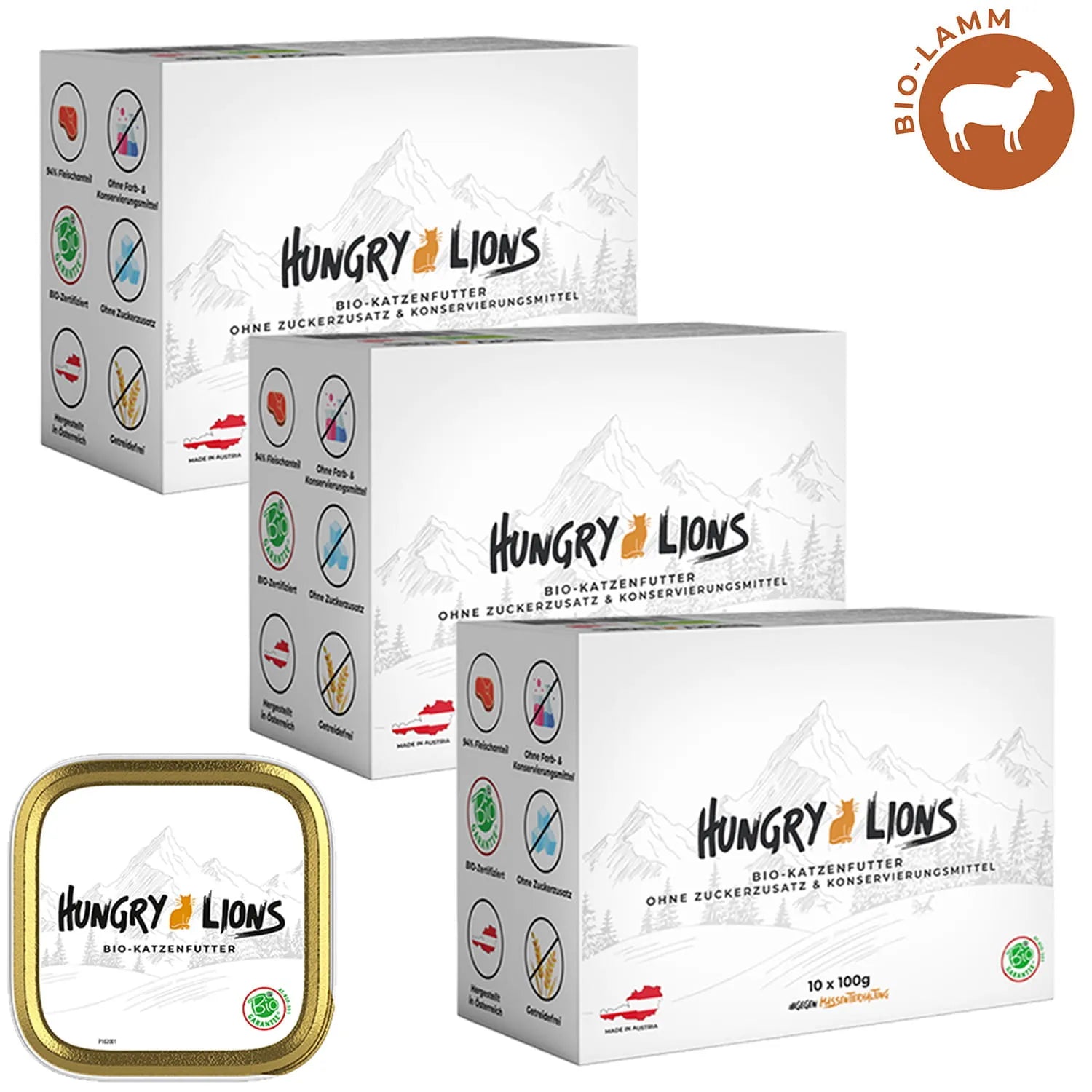 Hungry Lions - Hochwertiges BIO Katzenfutter – 94 % Fleischanteil