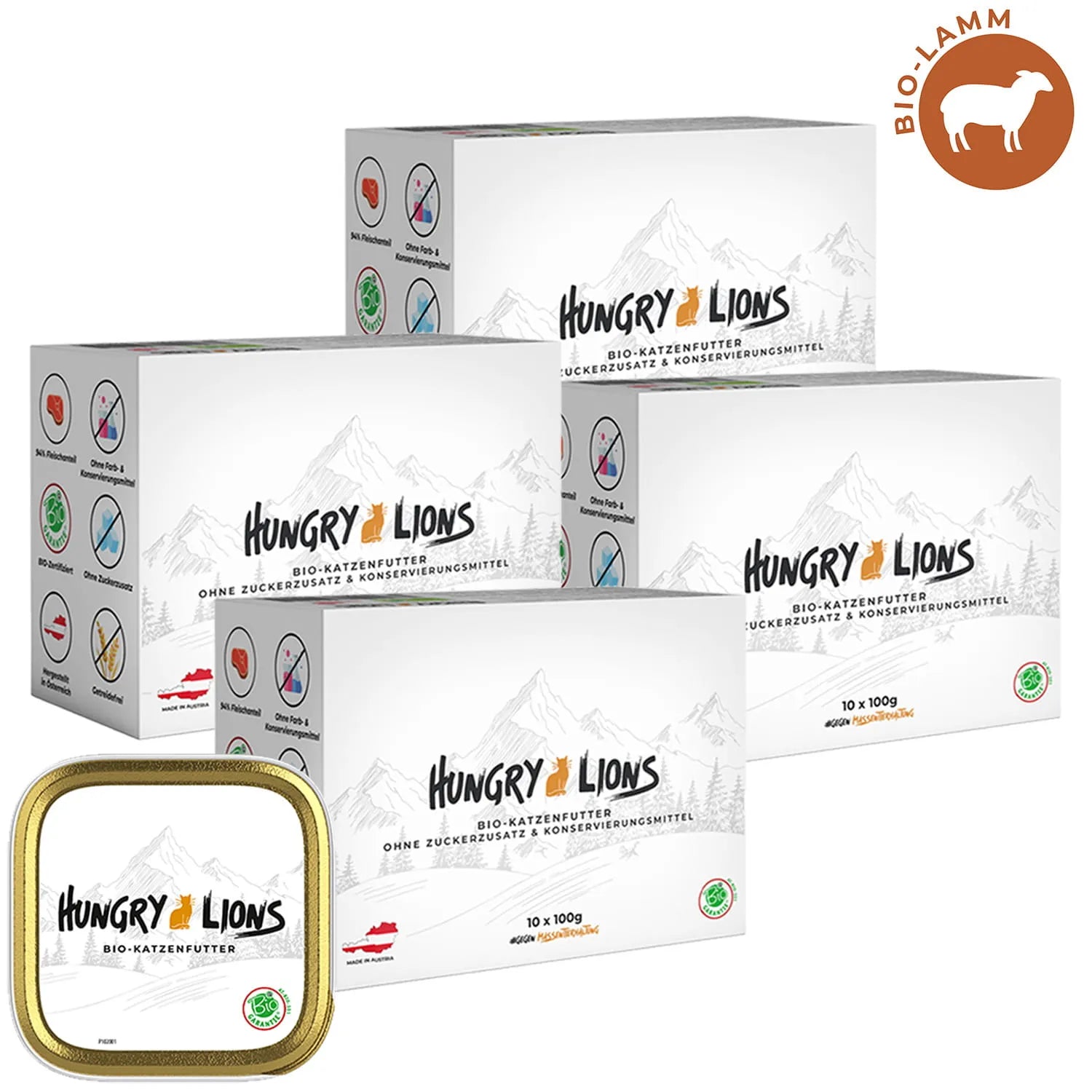 Hungry Lions - Hochwertiges BIO Katzenfutter – 94 % Fleischanteil