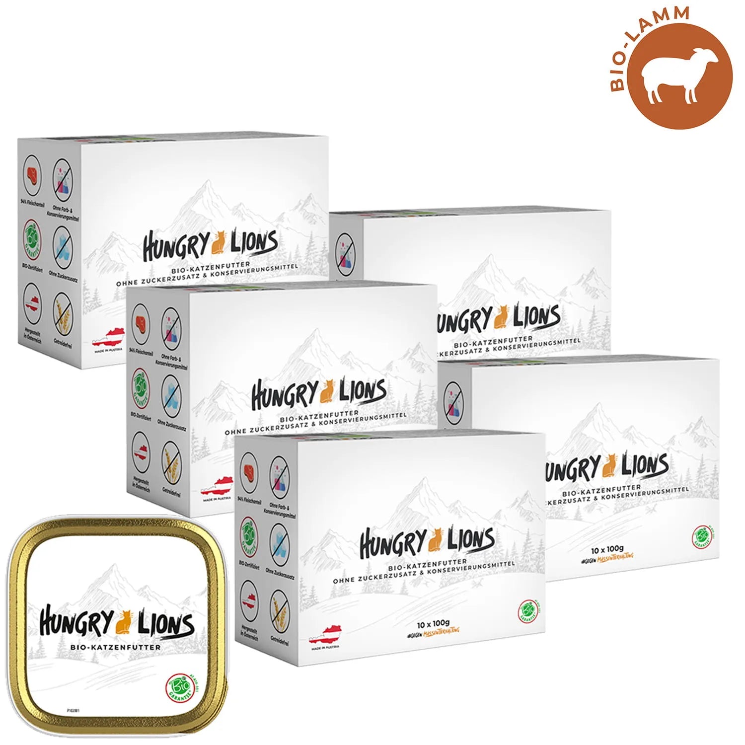 Hungry Lions - Hochwertiges BIO Katzenfutter – 94 % Fleischanteil