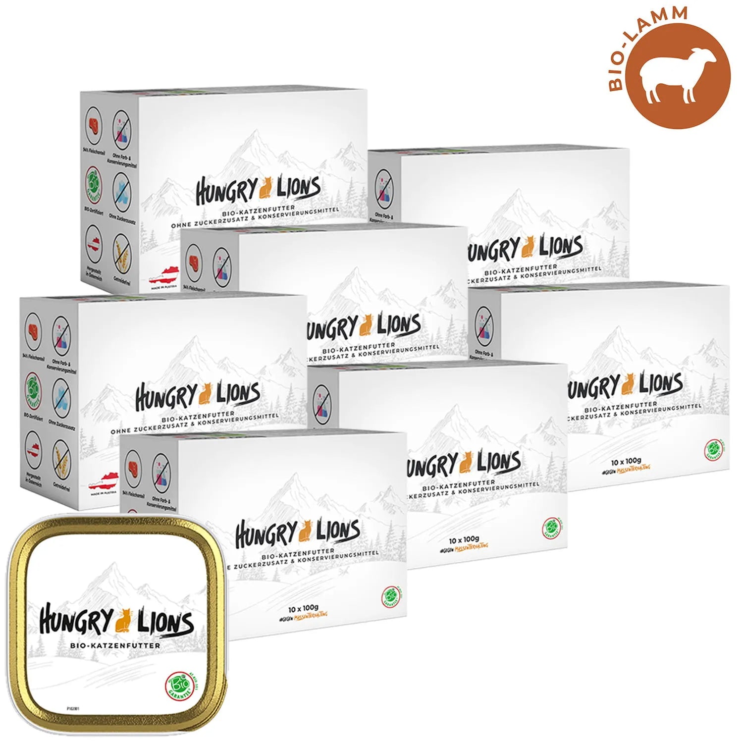 Hungry Lions - Hochwertiges BIO Katzenfutter – 94 % Fleischanteil