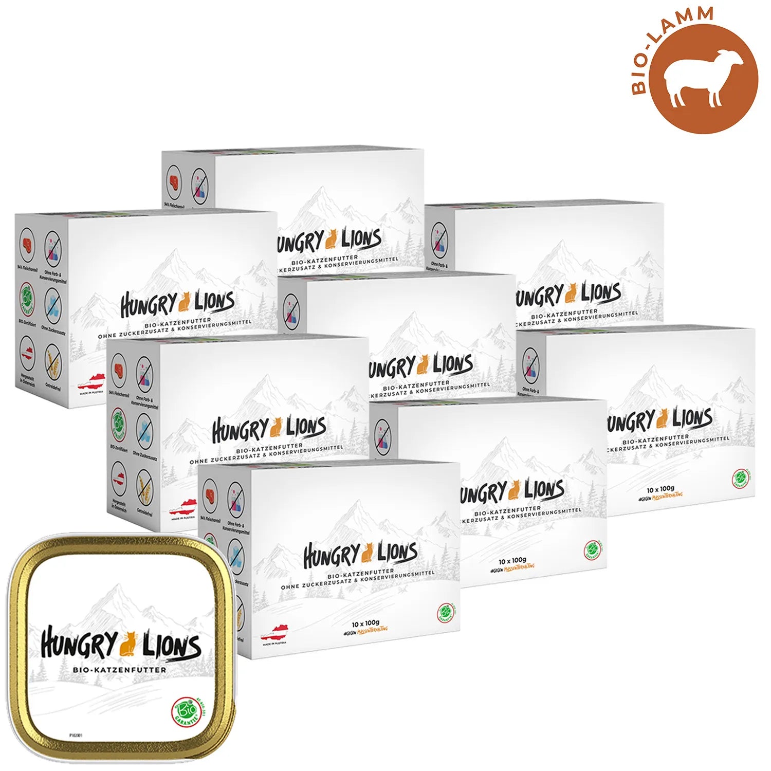 Hungry Lions - Hochwertiges BIO Katzenfutter – 94 % Fleischanteil