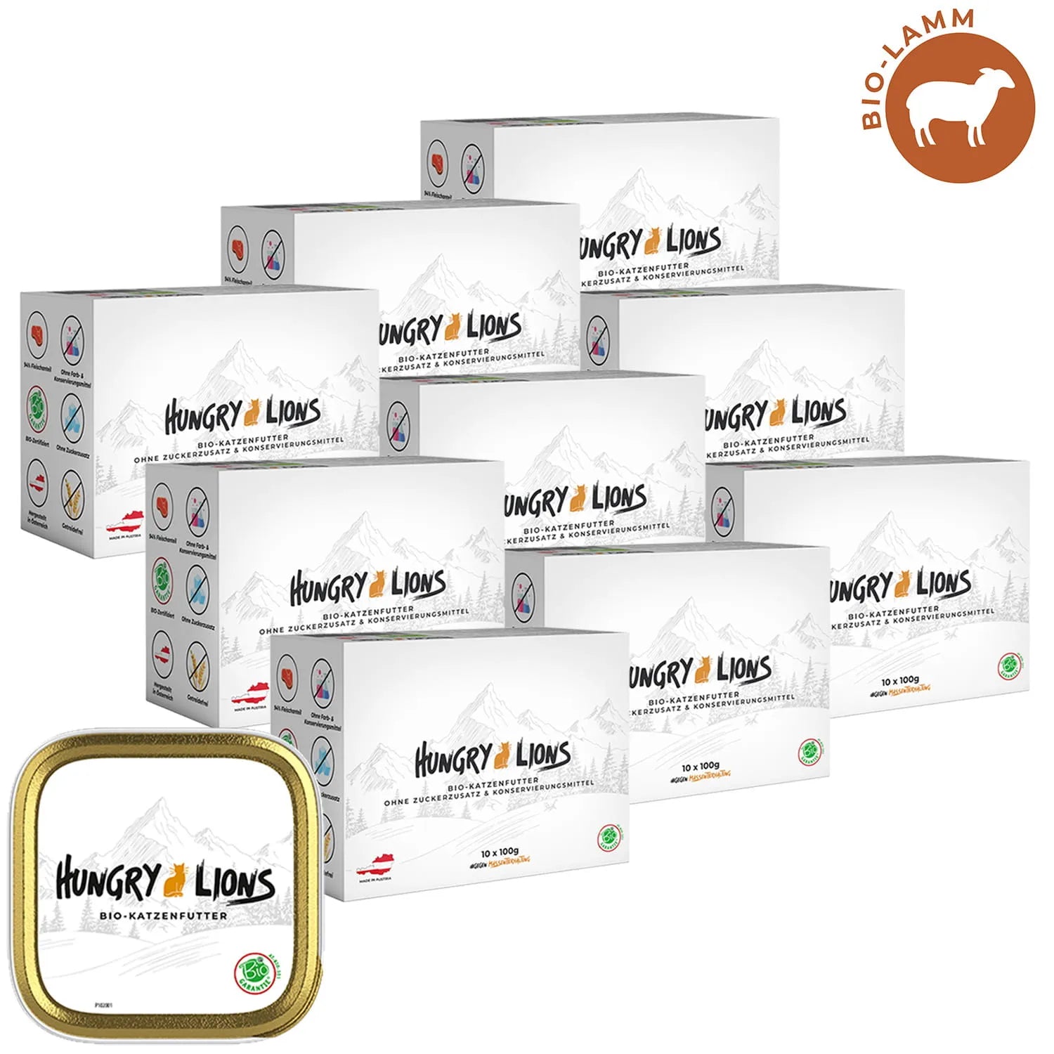 Hungry Lions - Hochwertiges BIO Katzenfutter – 94 % Fleischanteil