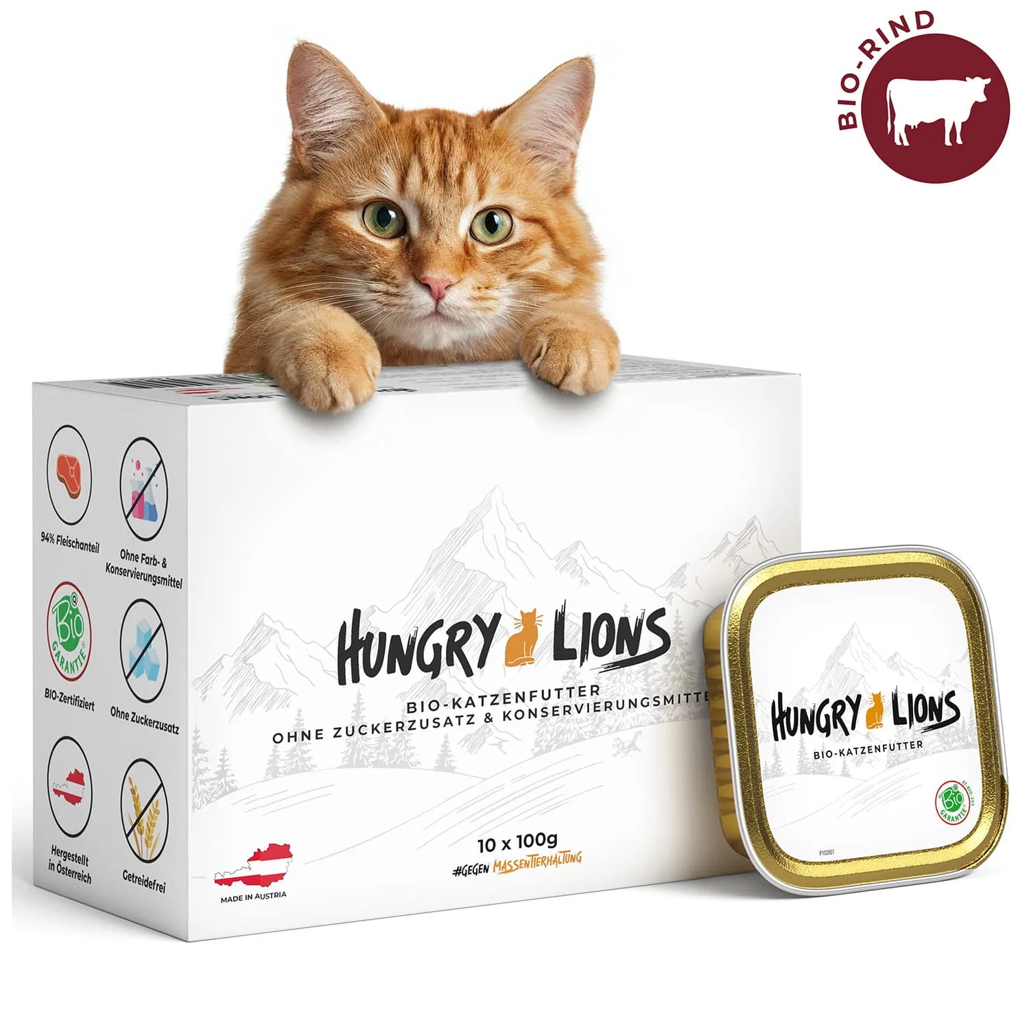 Hungry Lions - Hochwertiges BIO Katzenfutter – 94 % Fleischanteil
