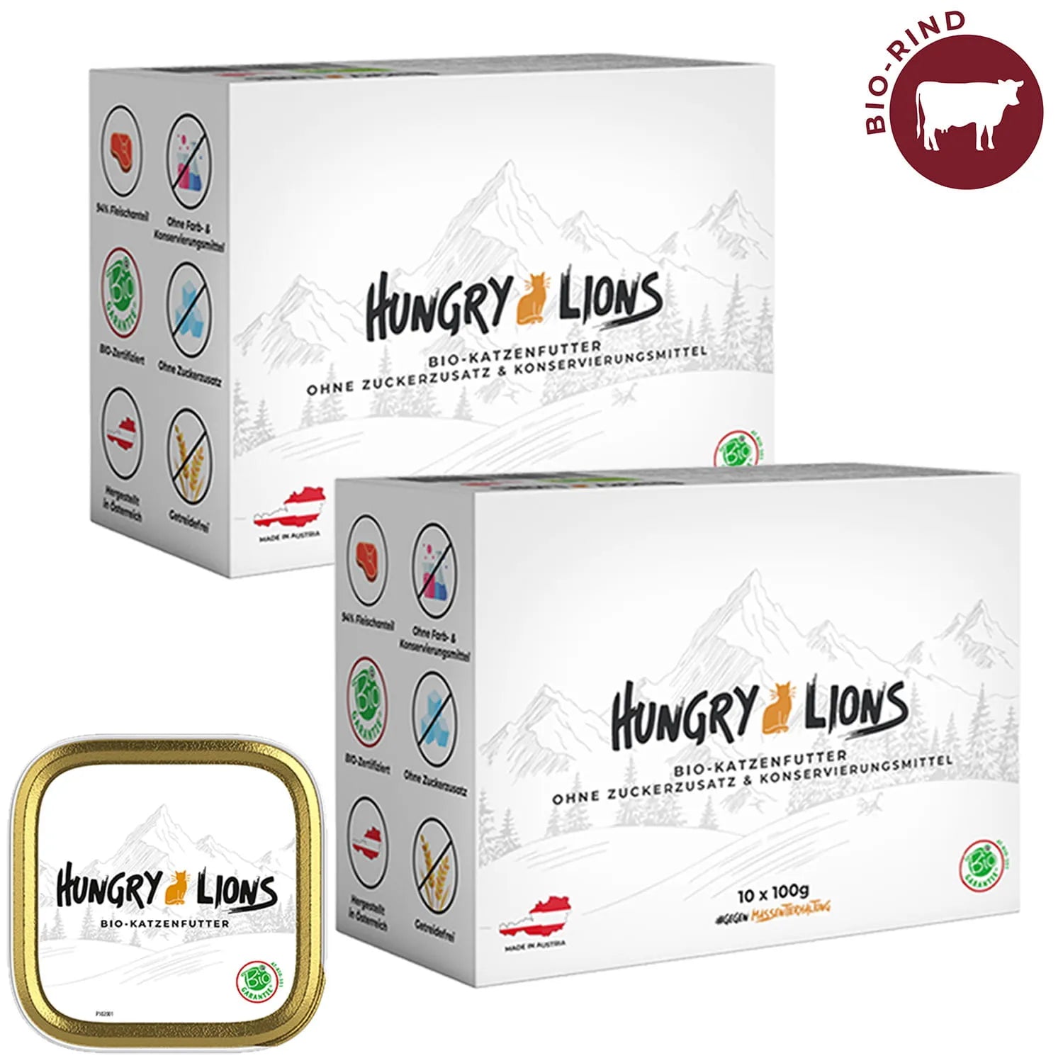 Hungry Lions - Hochwertiges BIO Katzenfutter – 94 % Fleischanteil