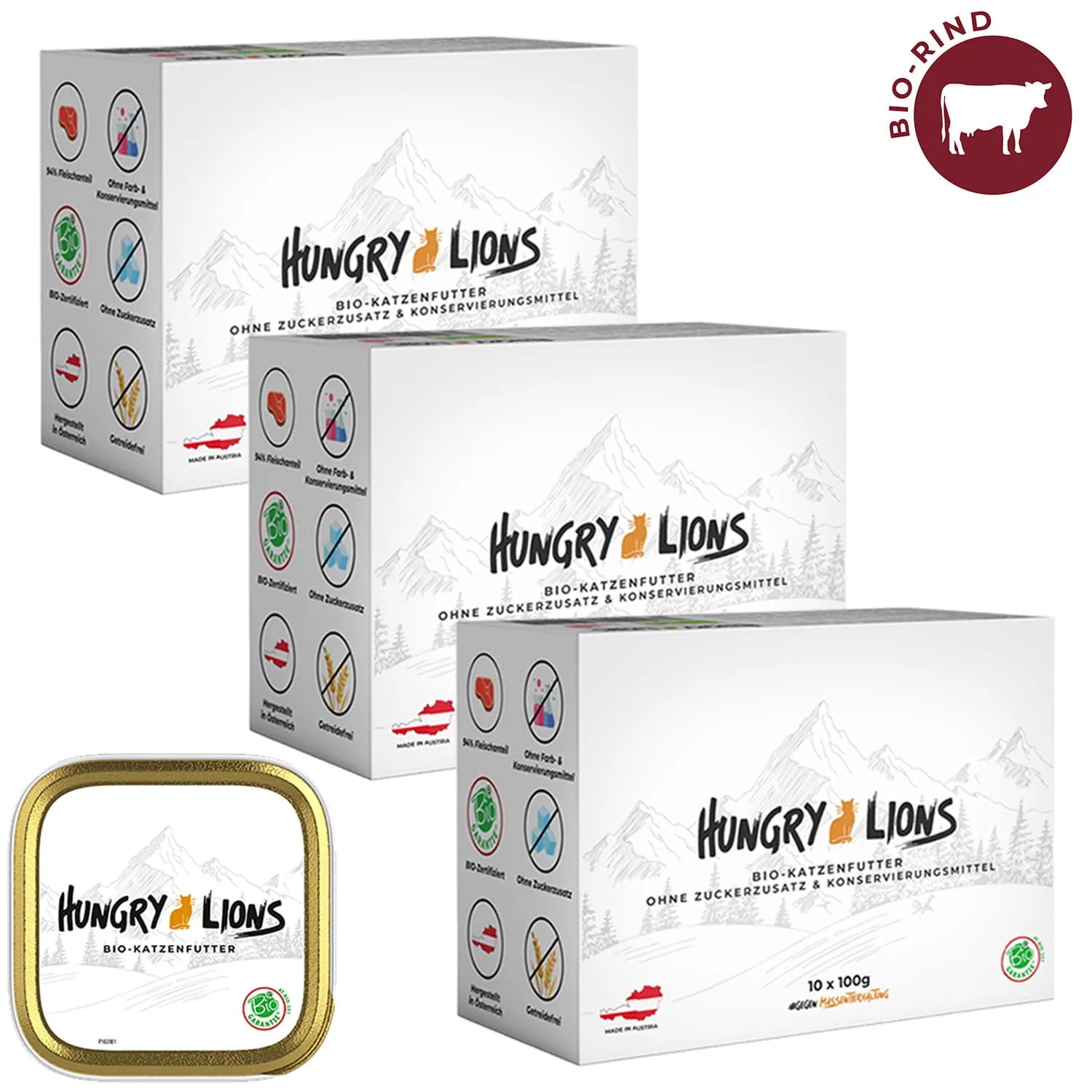Hungry Lions - Hochwertiges BIO Katzenfutter – 94 % Fleischanteil