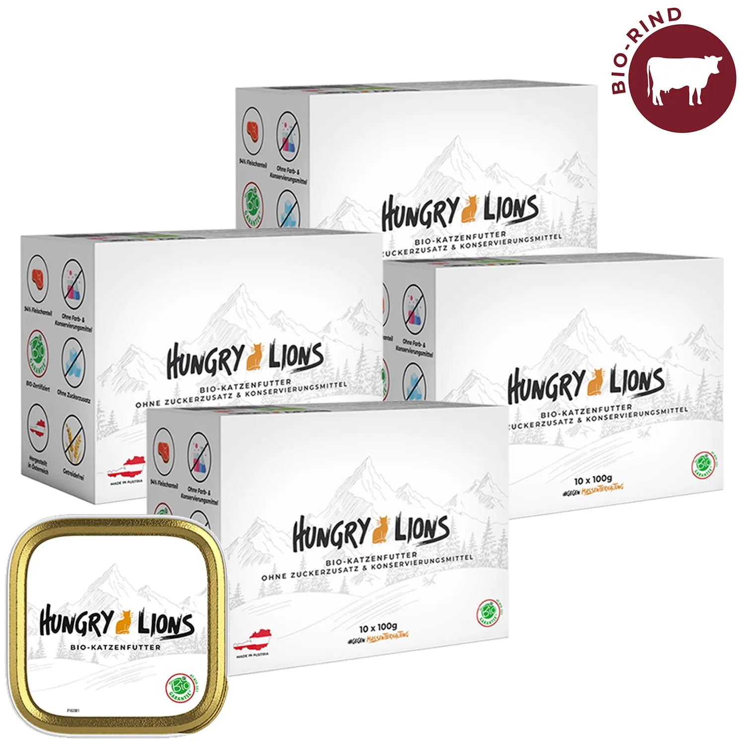 Hungry Lions - Hochwertiges BIO Katzenfutter – 94 % Fleischanteil