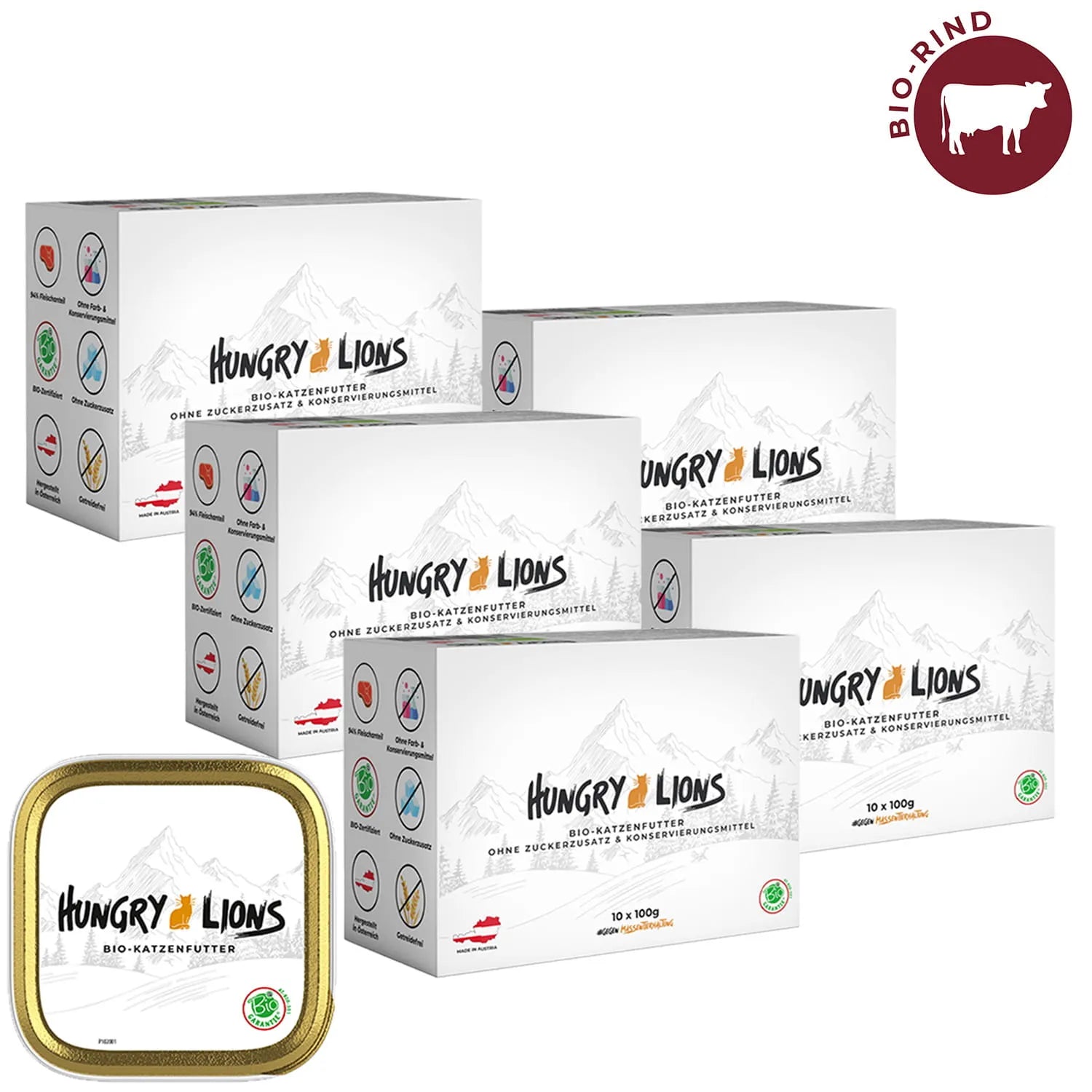 Hungry Lions - Hochwertiges BIO Katzenfutter – 94 % Fleischanteil
