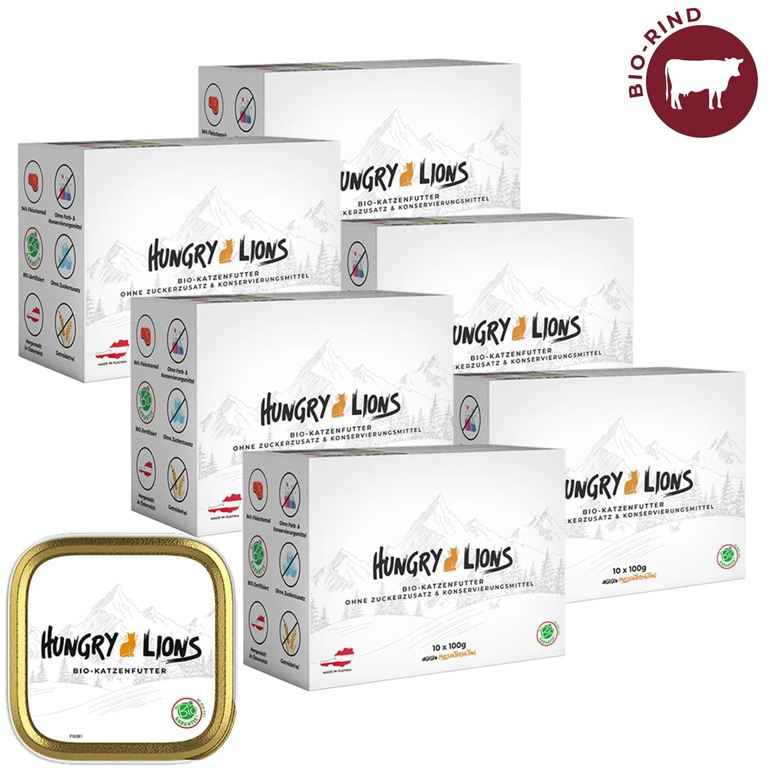 Hungry Lions - Hochwertiges BIO Katzenfutter – 94 % Fleischanteil