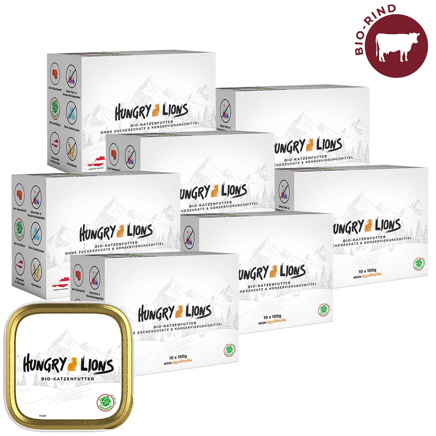 Hungry Lions - Hochwertiges BIO Katzenfutter – 94 % Fleischanteil