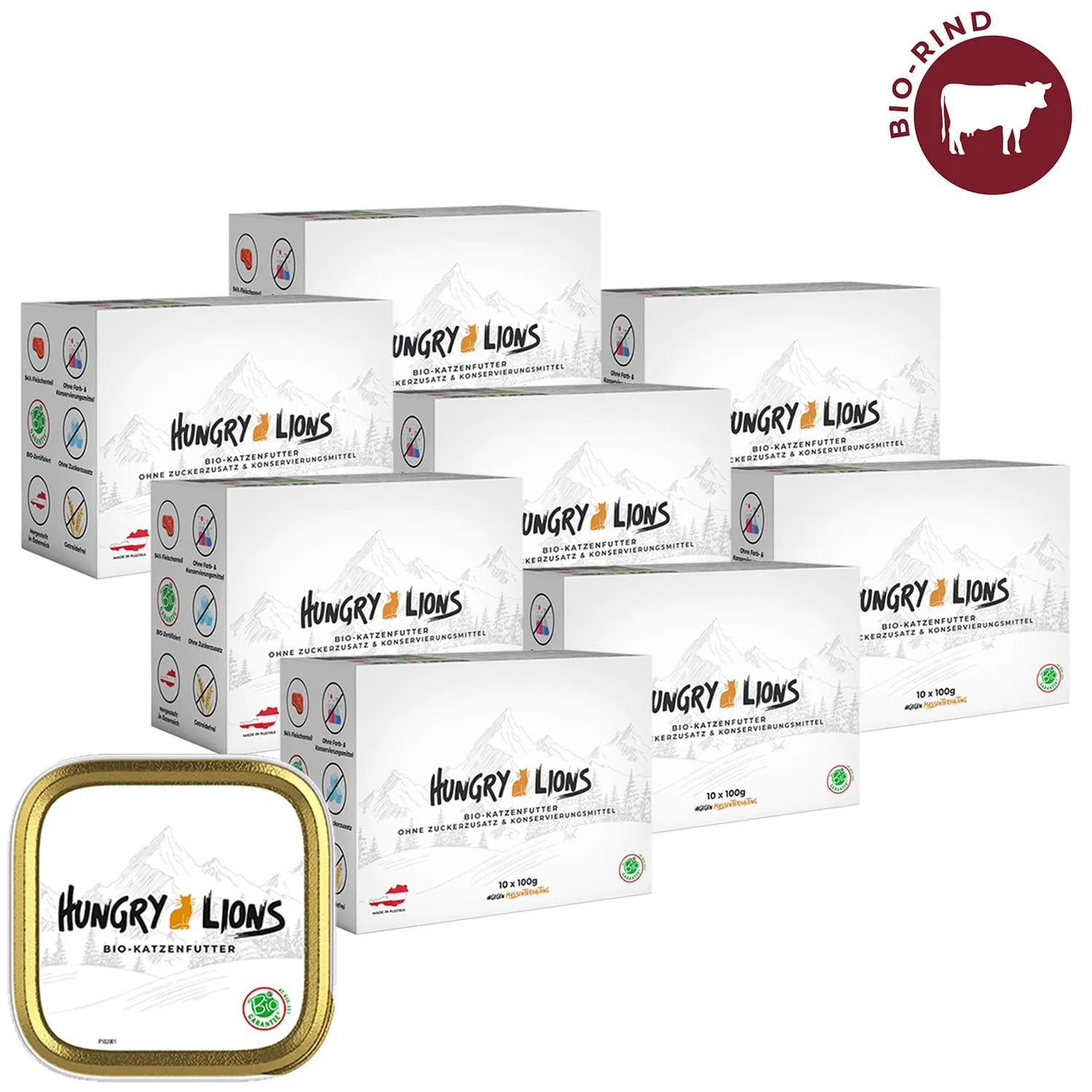 Hungry Lions - Hochwertiges BIO Katzenfutter – 94 % Fleischanteil