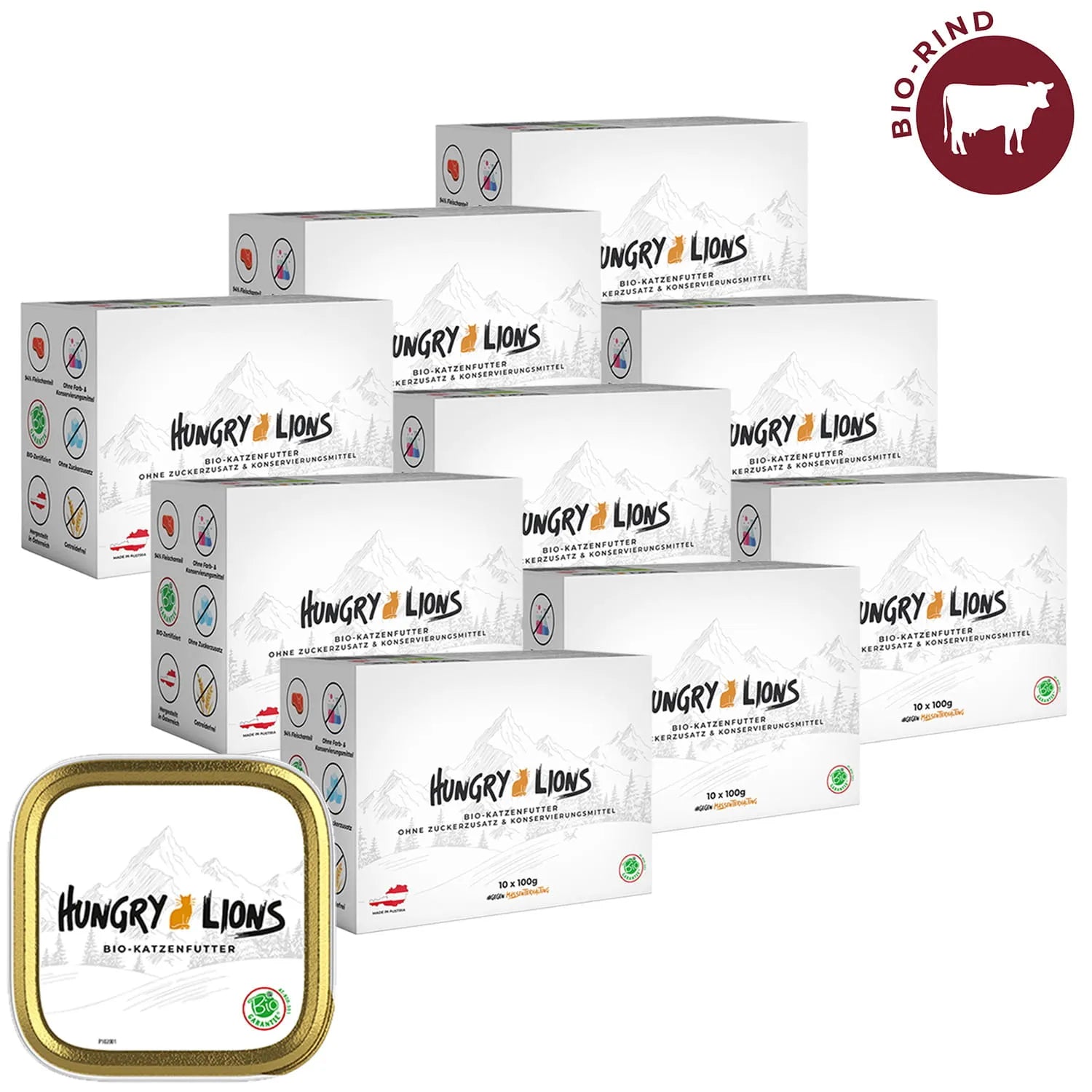 Hungry Lions - Hochwertiges BIO Katzenfutter – 94 % Fleischanteil